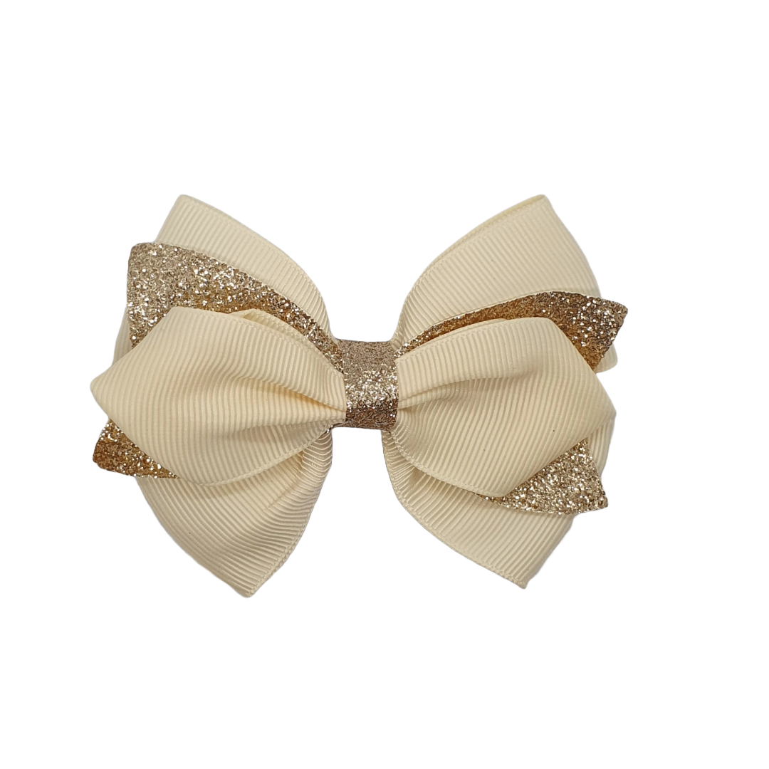 Ribbon and sparkly triple layer hair bow clips