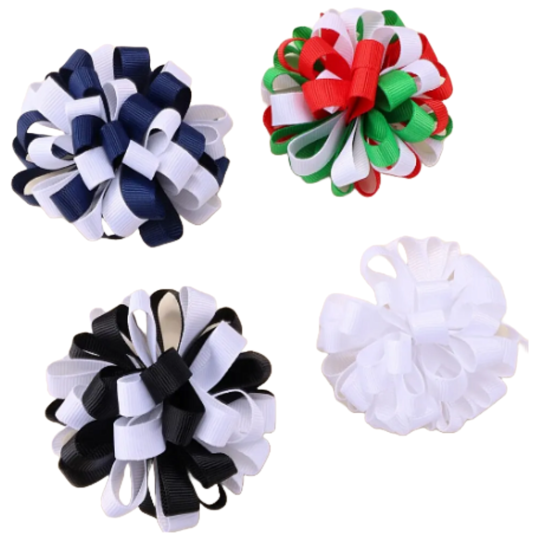 Ribbon Hydrangea Pom Pom Hair Clips Back To School Accessories