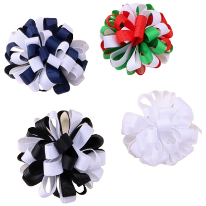 Ribbon Hydrangea Pom Pom Hair Clips Back To School Accessories
