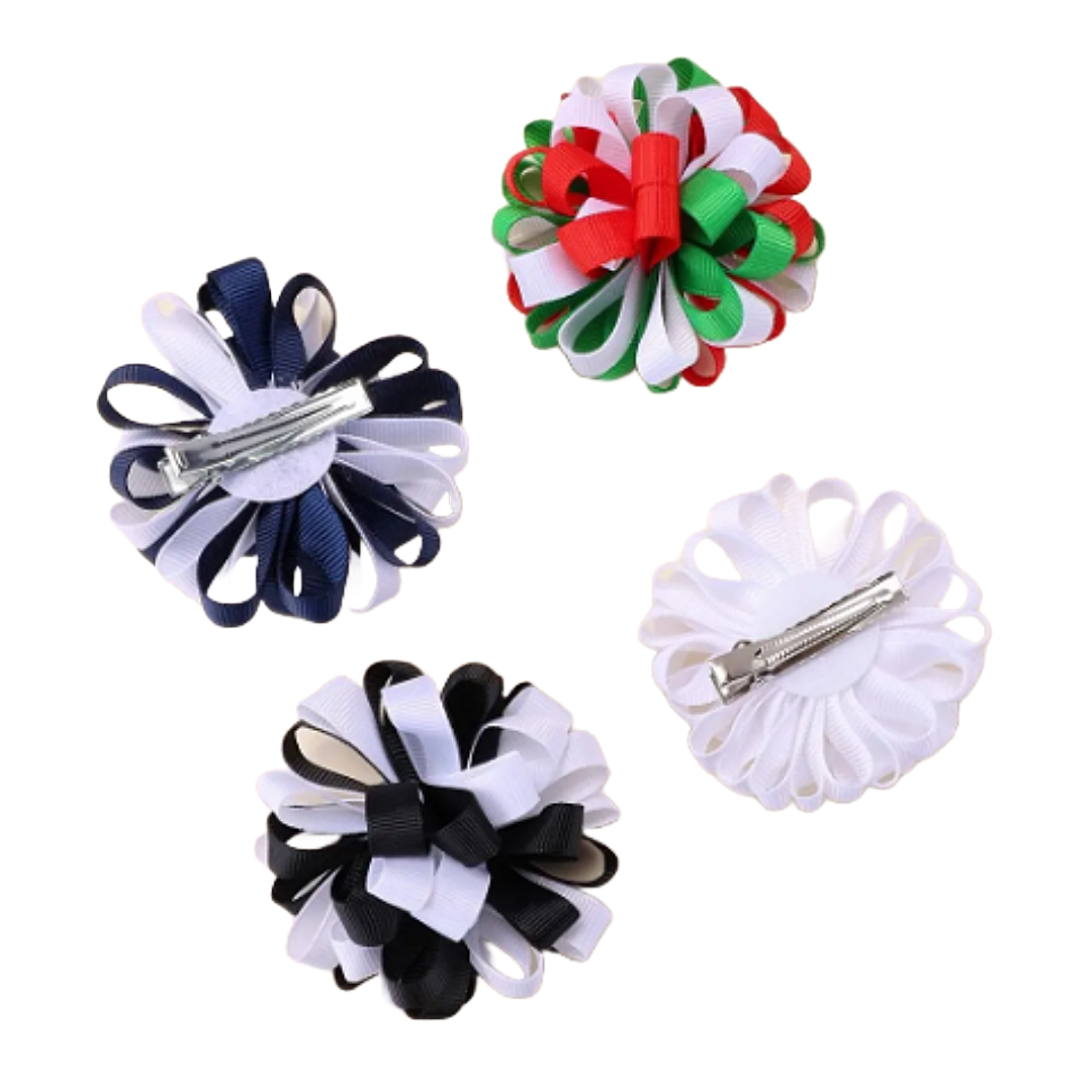 Ribbon Hydrangea Pom Pom Hair Clips Back To School Accessories