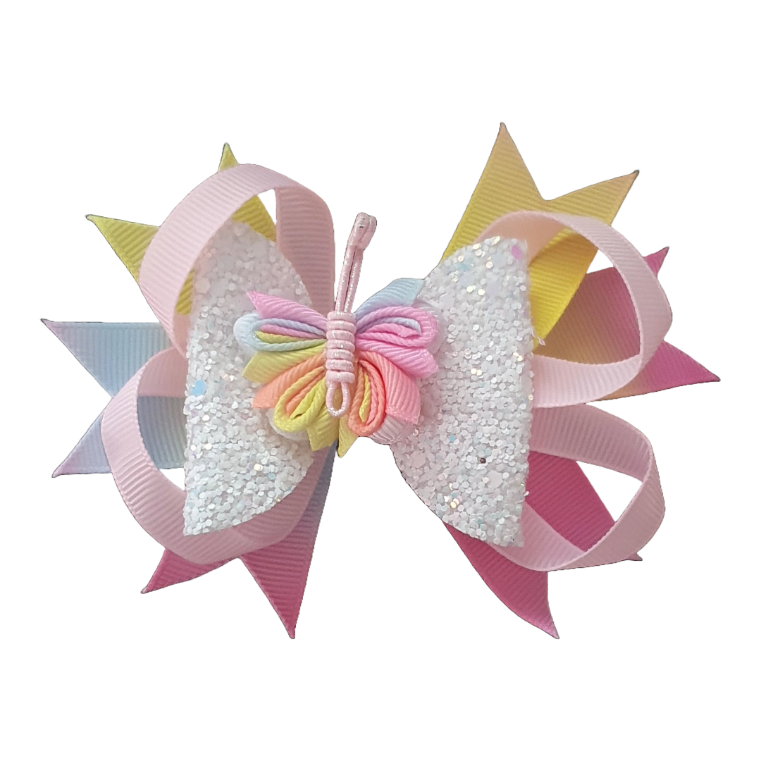 Large Ribbon Butterfly Hair Bow Clip