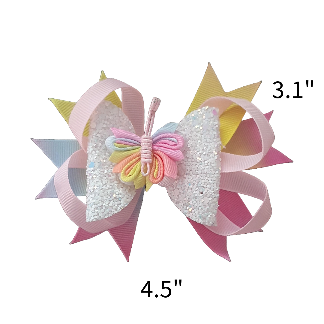 Large Ribbon Butterfly Hair Bow Clip