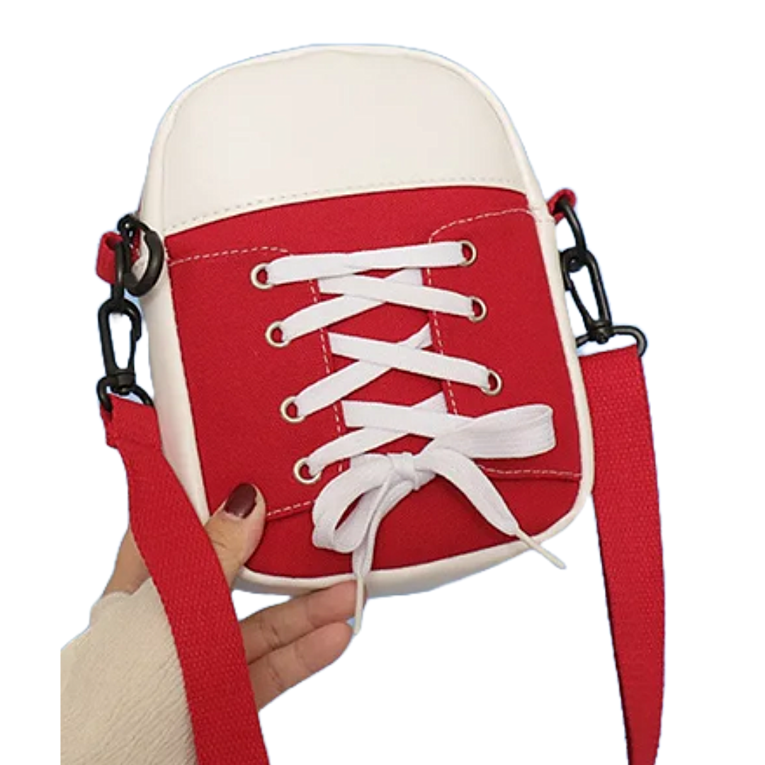 Shoe/trainer theme shoulder bag with extendable strap