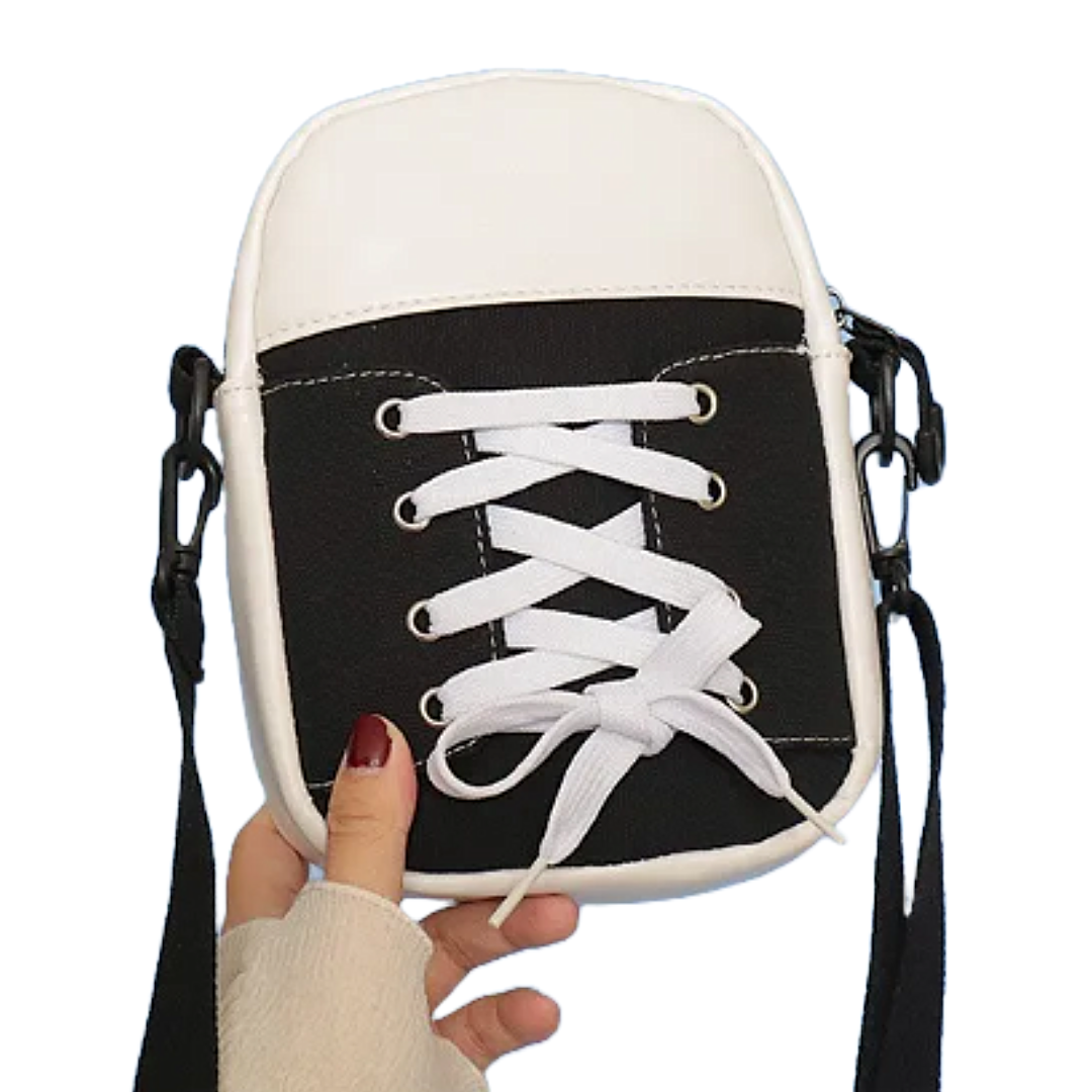 Shoe/trainer theme shoulder bag with extendable strap