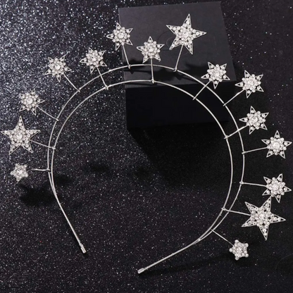 Celestial star clear crystal rhinestones headband tiara crown