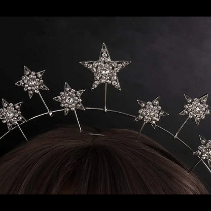 Celestial star clear crystal rhinestones headband tiara crown