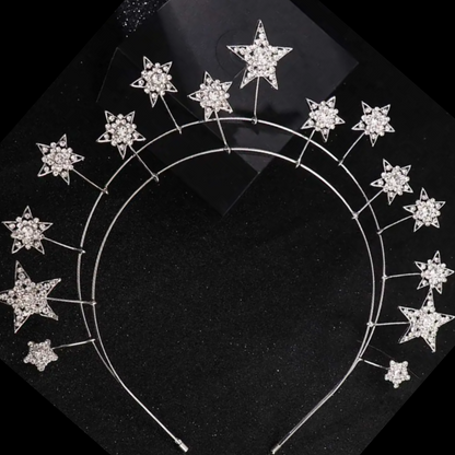Celestial star clear crystal rhinestones headband tiara crown