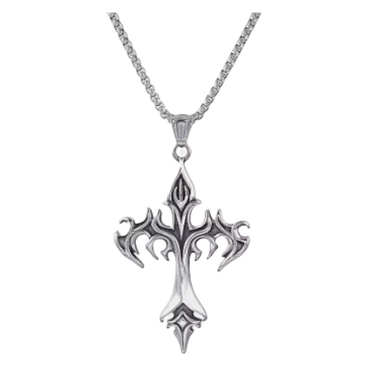 Flame Cross Pendant Necklace