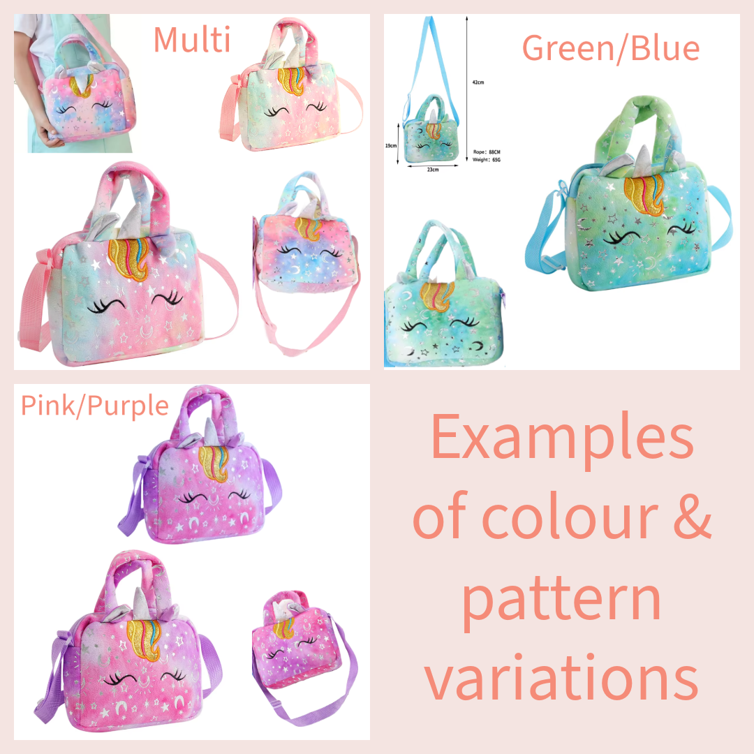 Celestial unicorn multi green blue pink purple crossbody shoulder hand bag