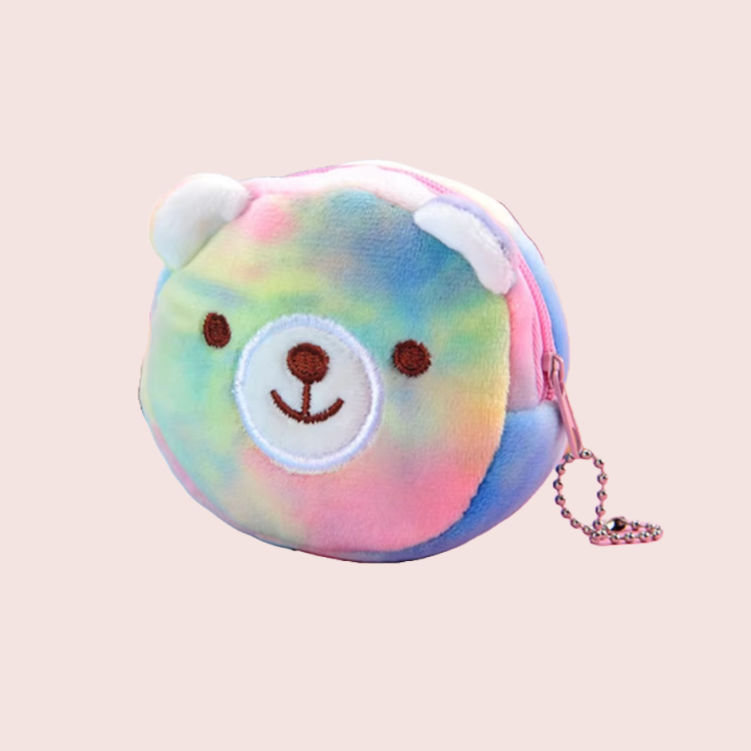 Multi coloured animal cat bear unicorn zip coin purses