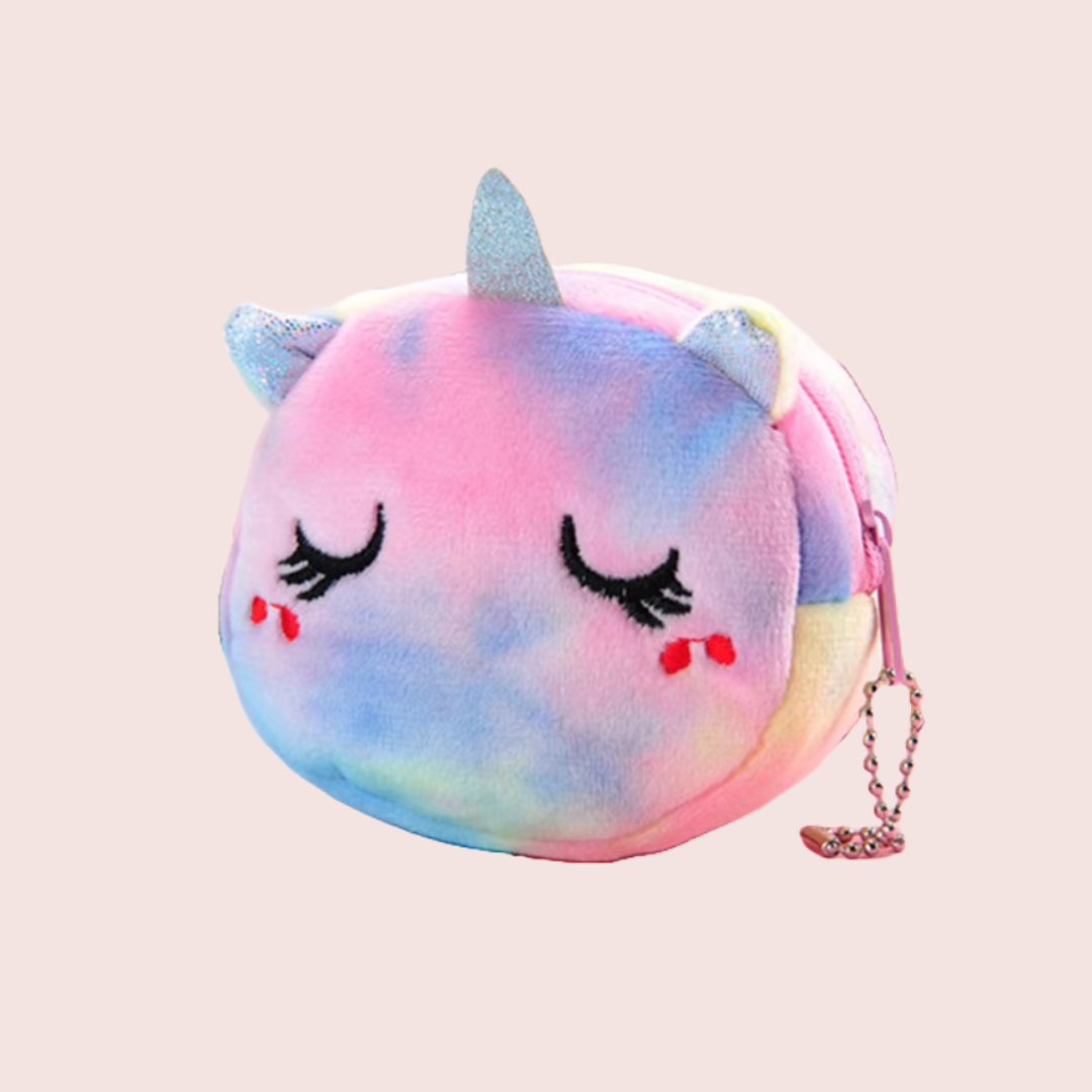 Multi coloured animal cat bear unicorn zip coin purses