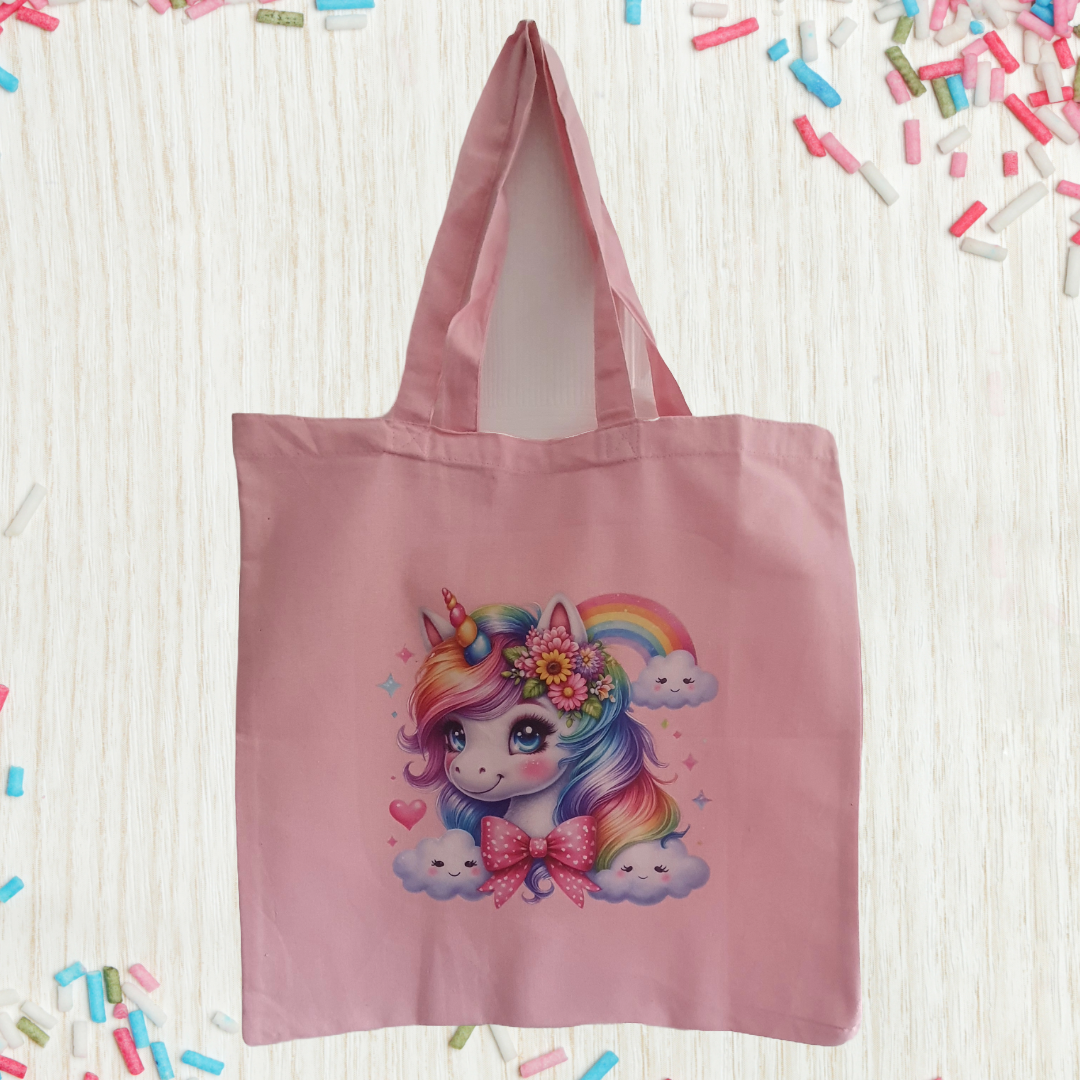 Rainbow Unicorn Pink Tote Bag