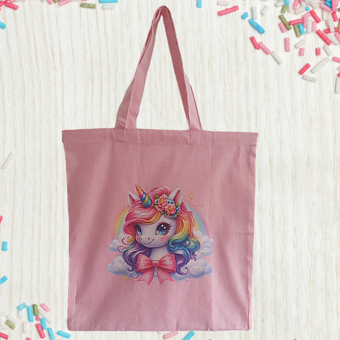 Rainbow Unicorn Pink Tote Bag