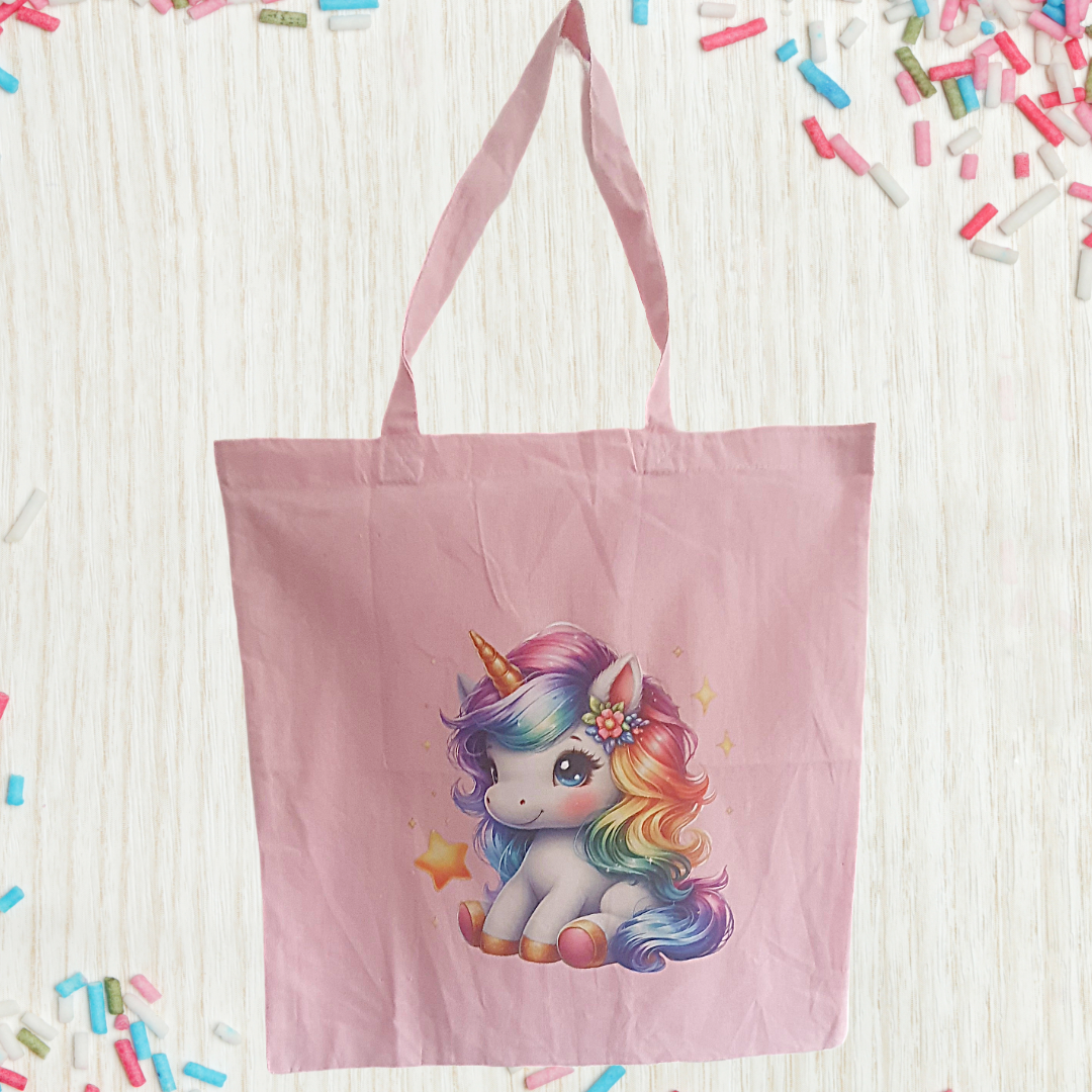 Rainbow Unicorn Pink Tote Bag