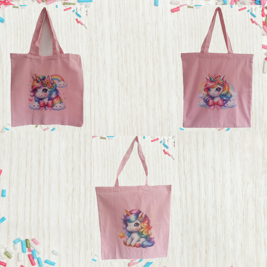 Rainbow Unicorn Pink Tote Bag