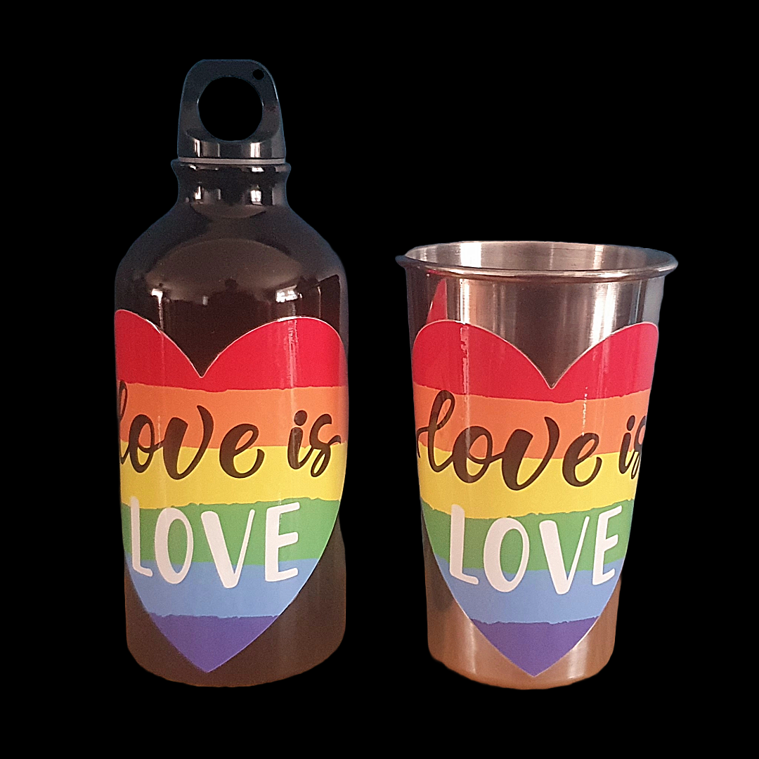 500ml aluminium water bottle  and  stainless steel  cup set