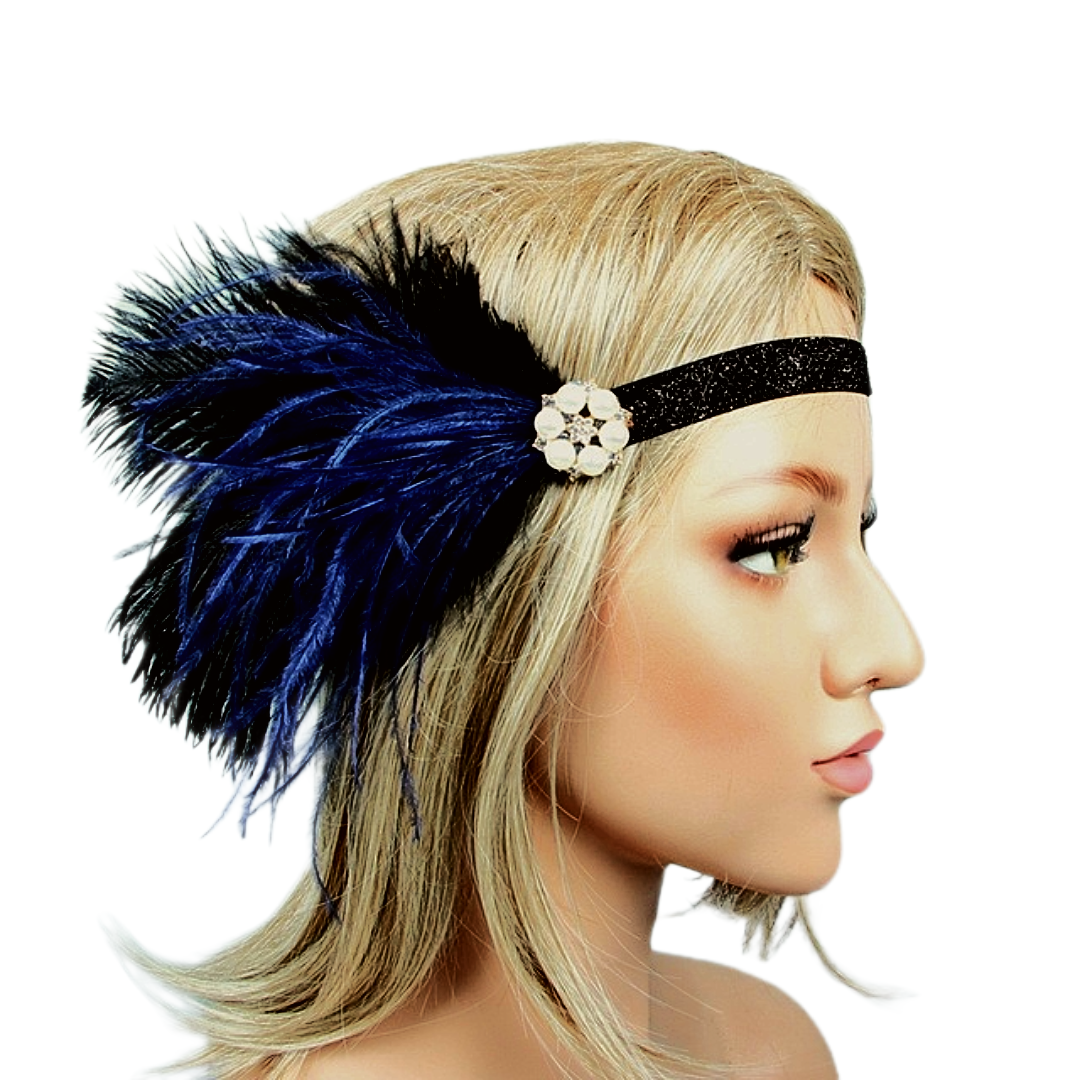 1920's Vintage Gatsby Flapper Party Feather Headpiece Headband Headdress