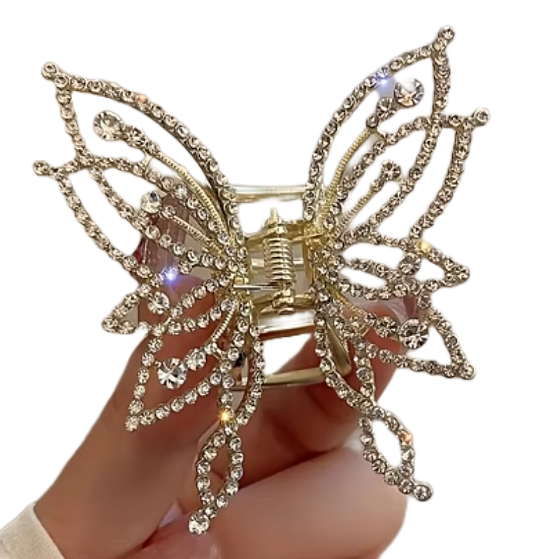 Gold butterfly mini claw clip with rhinestones