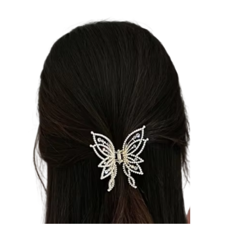 Gold butterfly mini claw clip with rhinestones