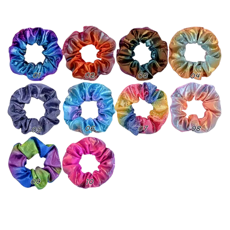 Set of 10 shimmery hair scrunchies