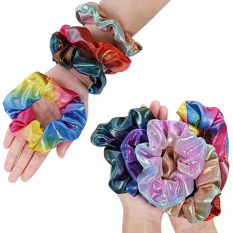 Set of 10 shimmery hair scrunchies