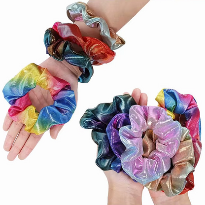 Set of 10 shimmery hair scrunchies