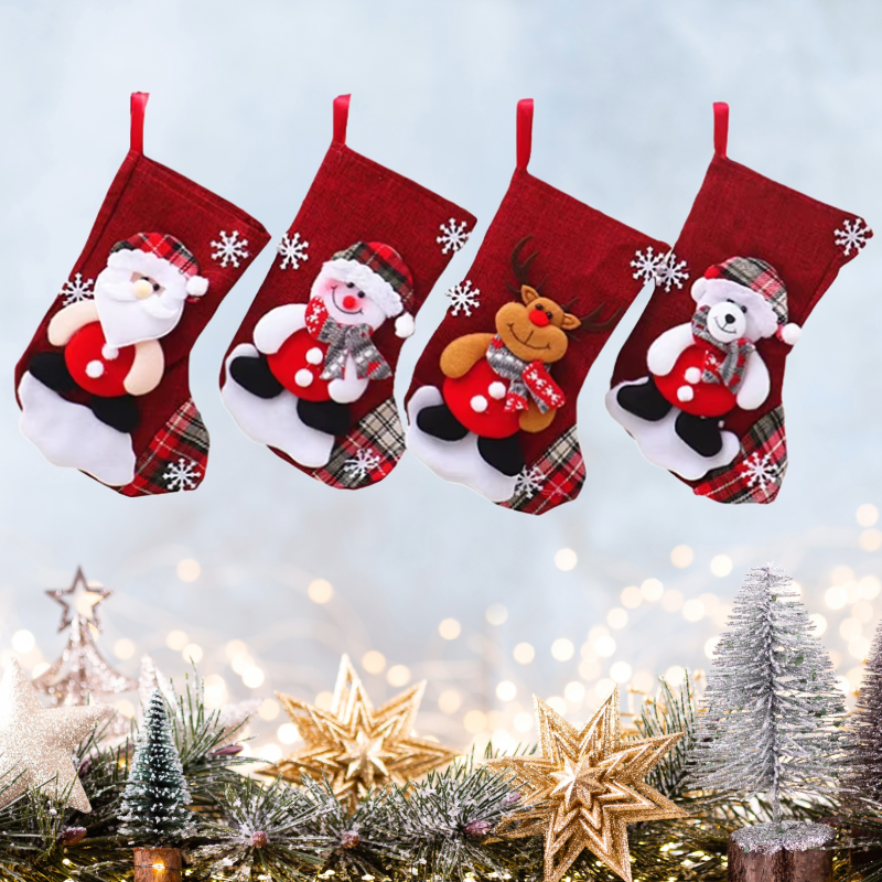 Christmas red plush Santa Father Christmas Reindeer Snowman Polar Bear stocking