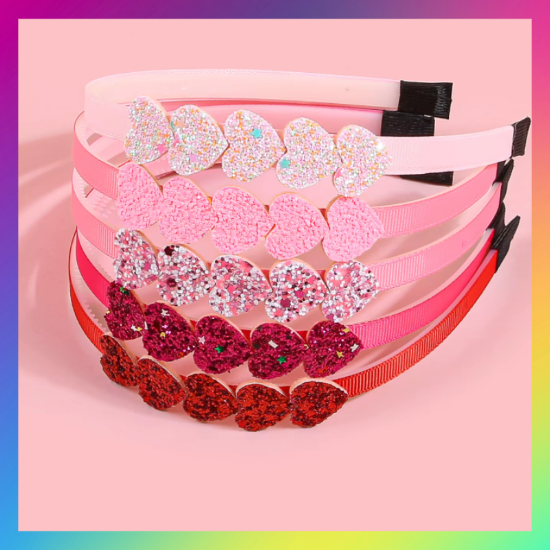 Glittery love heart head bands