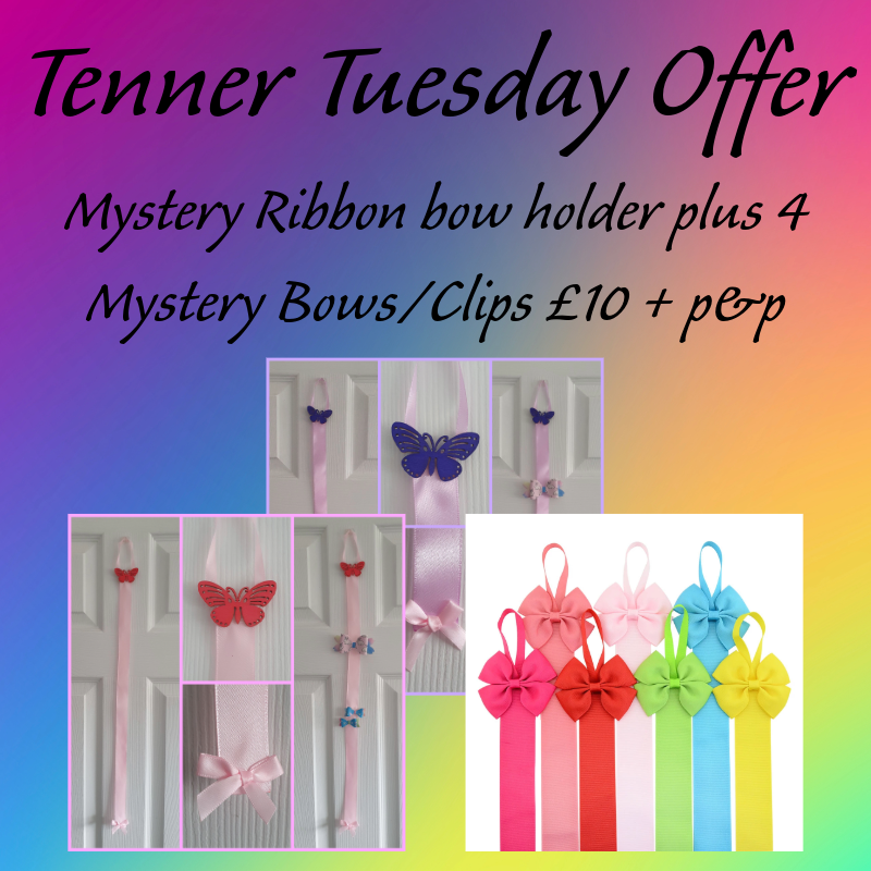 Tenner Tuesday Mystery Bow holder with 4 Bows/clips