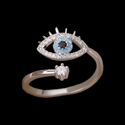 Evil eye crystal rhinestone adjustable ring