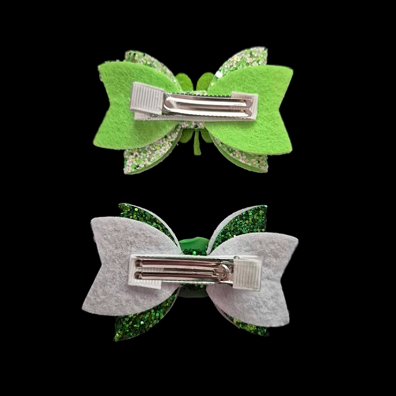 St Patricks day hair bows set of 2