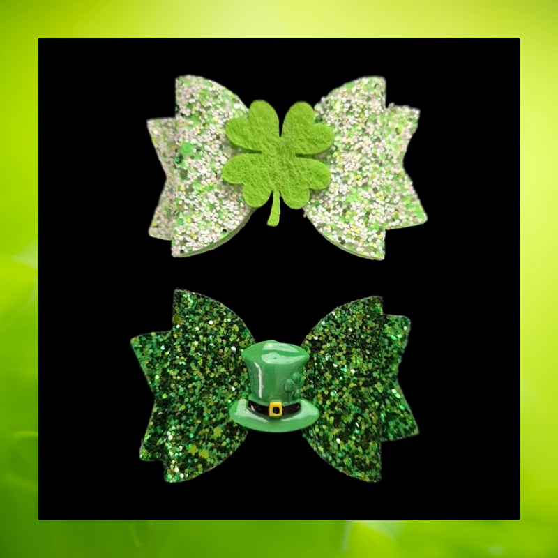 St Patricks day hair bows set of 2