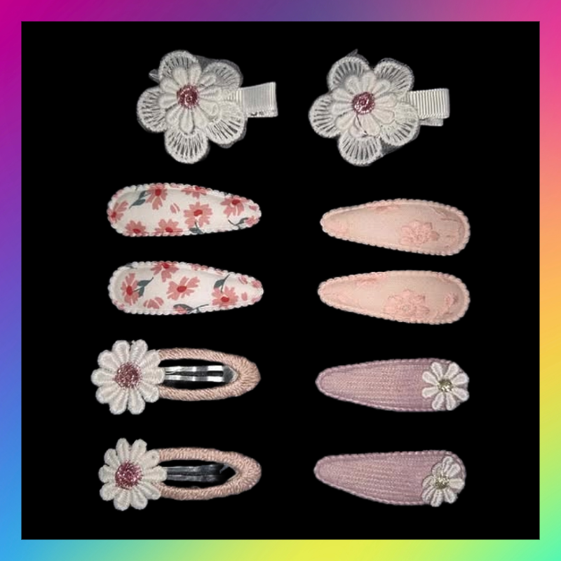 Flower clips set with snap clips and crocodile clips