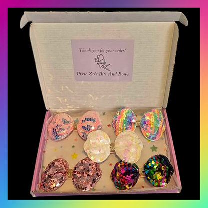 Magical sequin double layer hair bow set