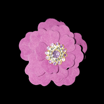 Velvet flower and rhinestone hair clip