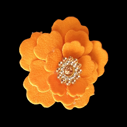 Velvet flower and rhinestone hair clip