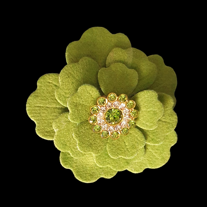 Velvet flower and rhinestone hair clip
