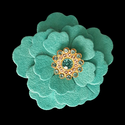 Velvet flower and rhinestone hair clip