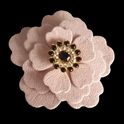 Velvet flower and rhinestone hair clip