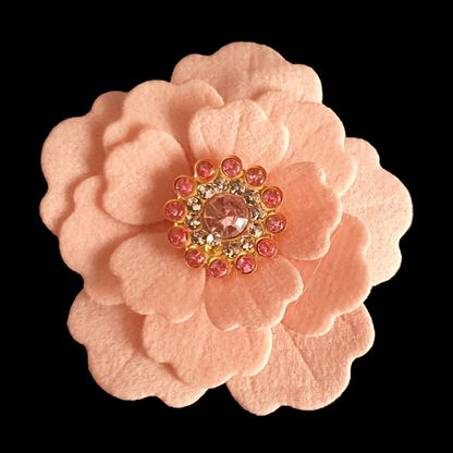 Velvet flower and rhinestone hair clip