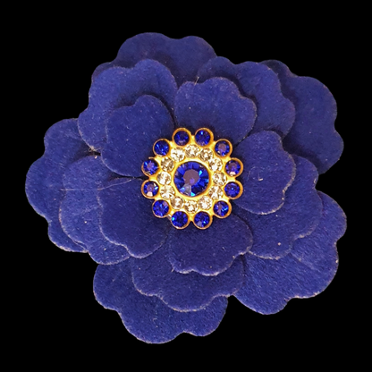 Velvet flower and rhinestone hair clip