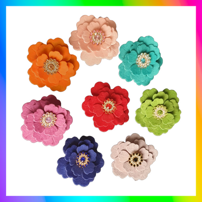 Velvet flower and rhinestone hair clip