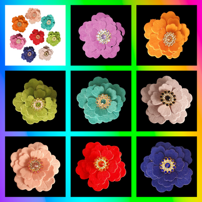 Velvet flower and rhinestone hair clip