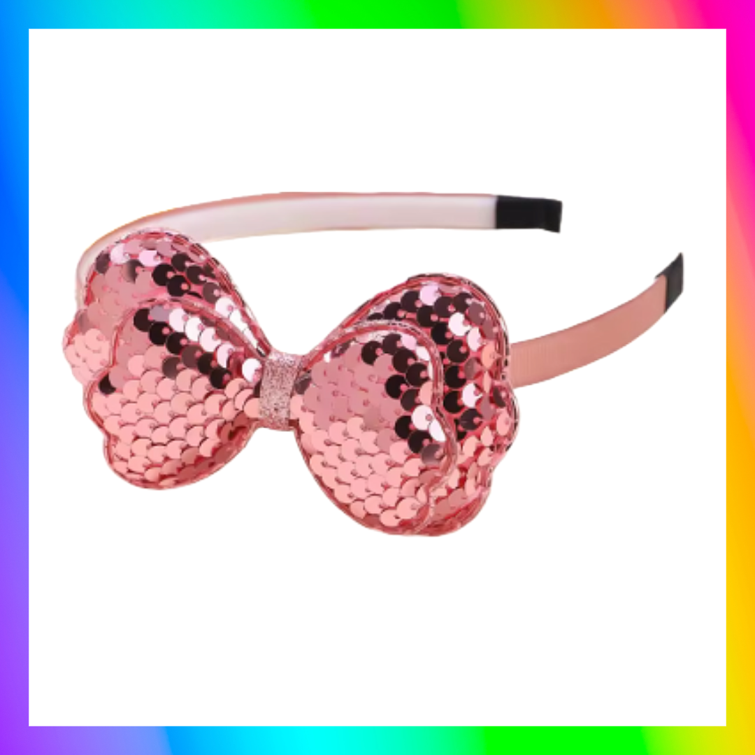 Sequinned bow headband and bobbles set