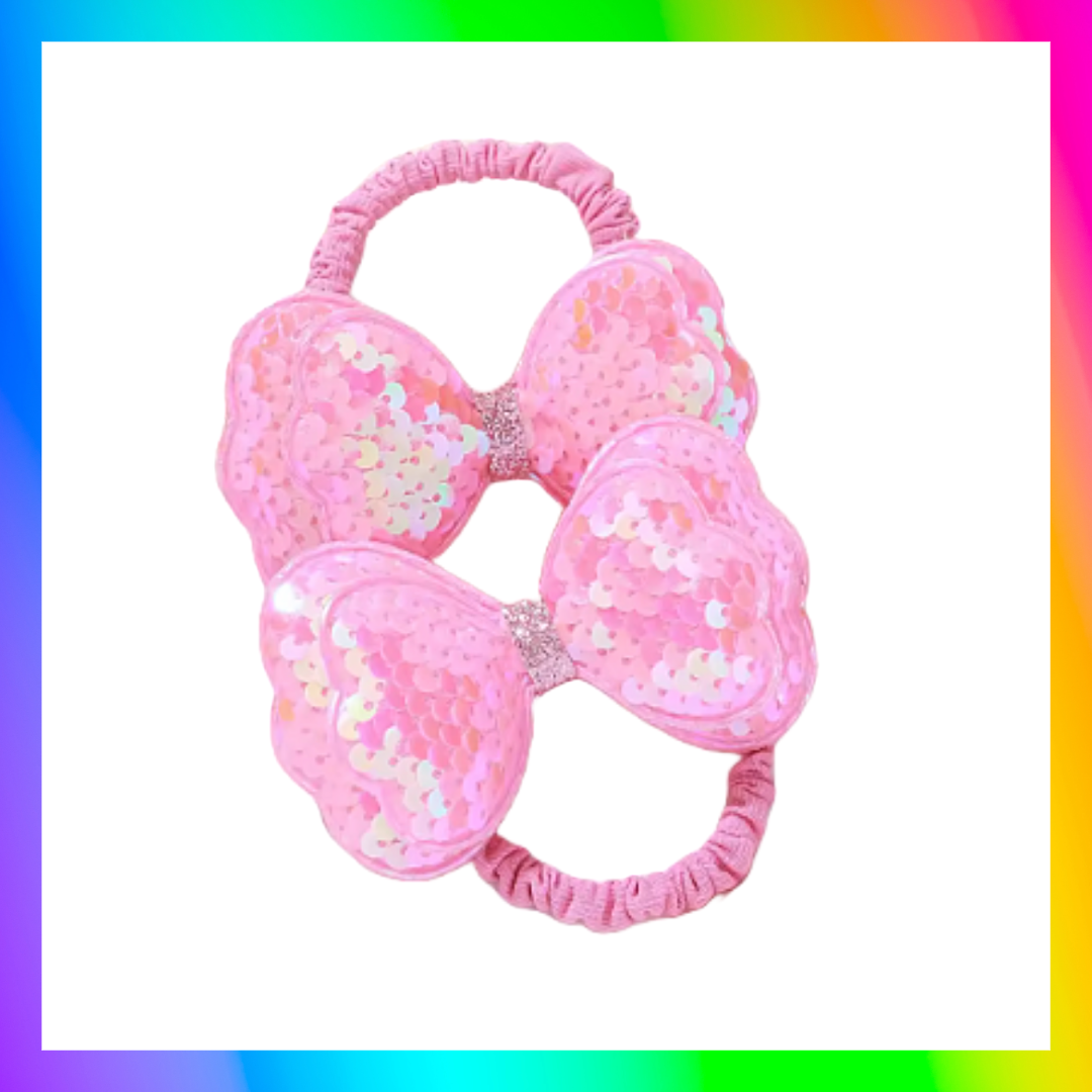 Sequinned bow headband and bobbles set