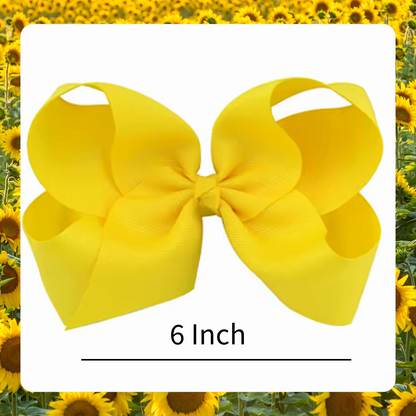 Bumble bee yellow white and black themed ribbon hair bow clips set