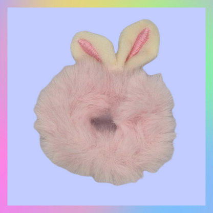 Pack of four fluffy Easter bunny rabbit ear scrunchie bobbles