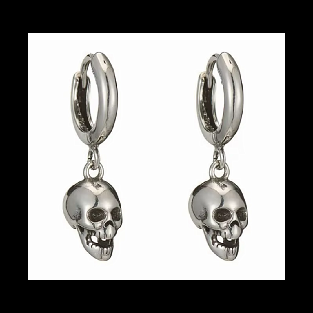 Skull head punky hoop earrings