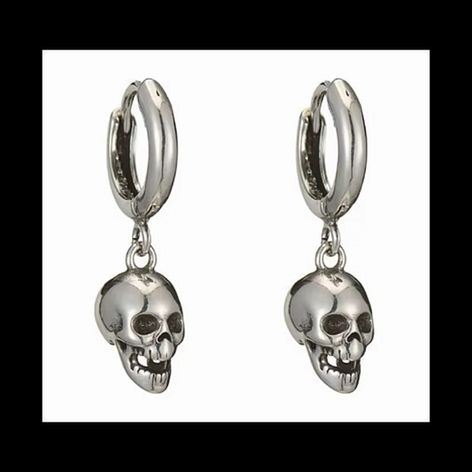 Skull head punky hoop earrings