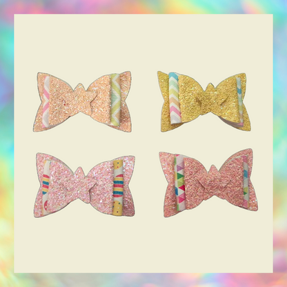Triple layer star spring Easter hair bows set of four